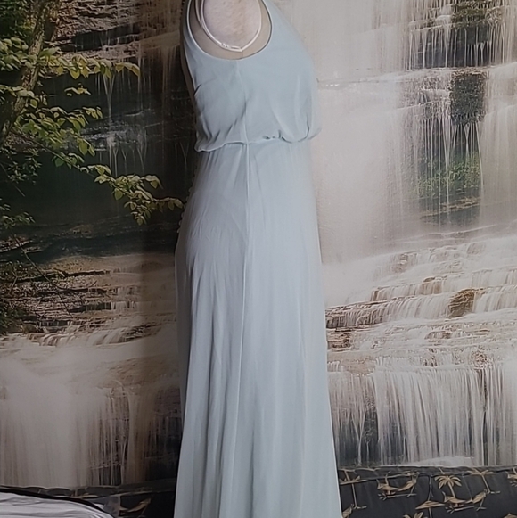 Bill Levkoff Womens 8 Style 7100 Pale Blue Chiffon Sleeveless Gown with  Buttons